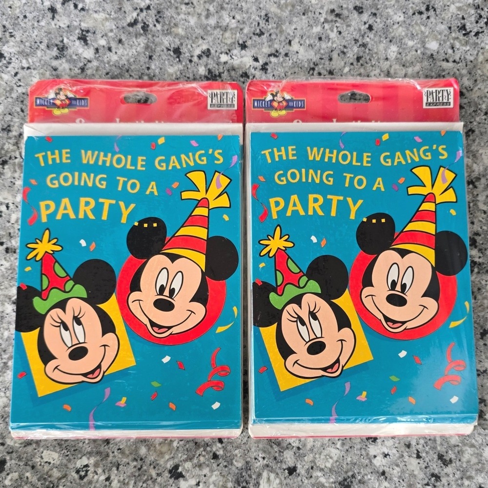 Hallmark Disney Mickey Minnie Mouse Party Invitations 2 Packs of 8 Vtg 90s Blue